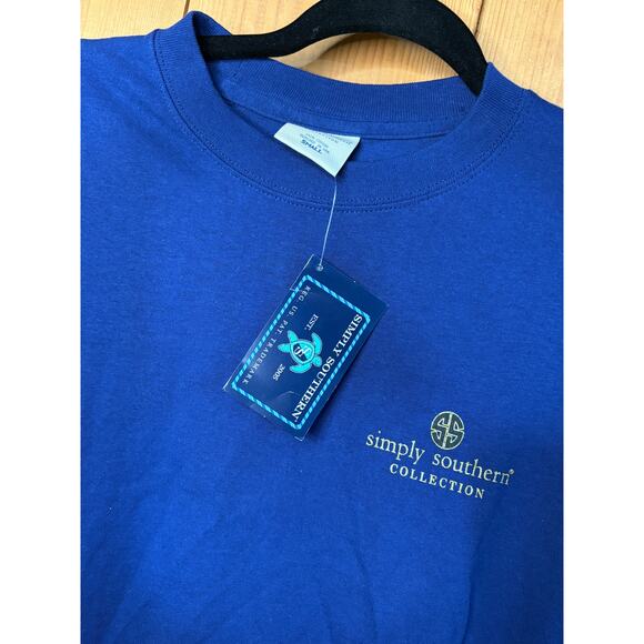 Simply Southern Women’s Small Tall T-Shirt – Blue- Christmas Dog Graphic – NWT - Picture 3 of 7